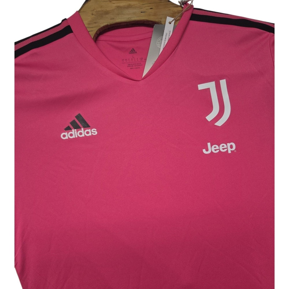 Adidas Juventus FC Training Jersey Mens Large Pink Black Soccer Shirt Jeep L